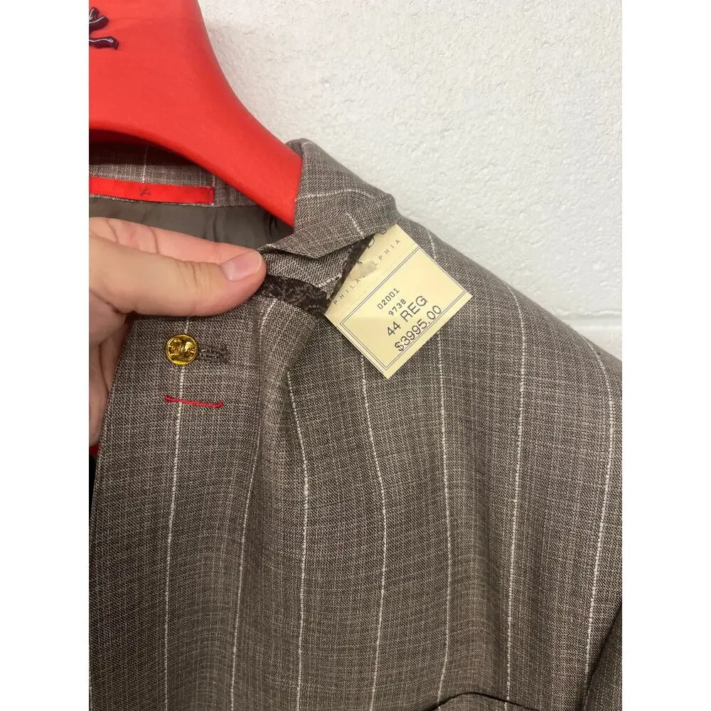 New 2 PC suit Isaia sz44 ,56eu brown $3995 wool made in Italy Sport coat / pants
